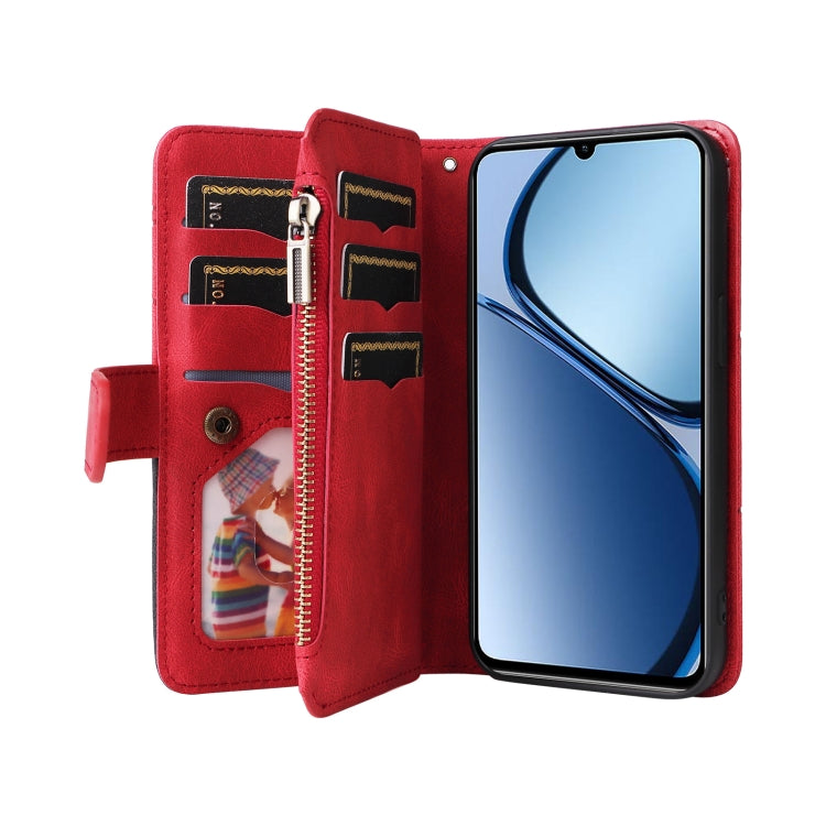 For Realme C63 / C61 / Note 60 Dual-color 9 Card Slots Zipper Wallet Leather Phone Case