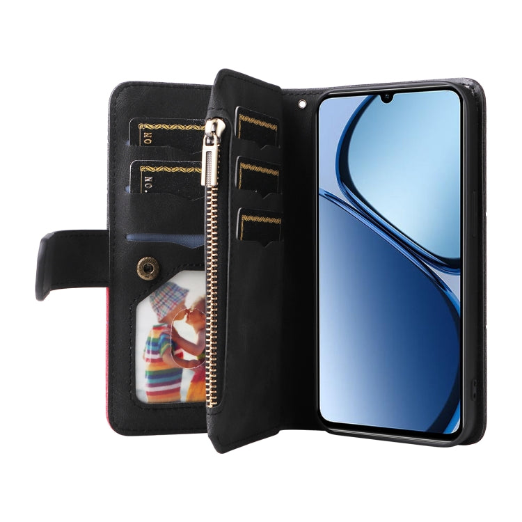 For Realme C63 / C61 / Note 60 Dual-color 9 Card Slots Zipper Wallet Leather Phone Case