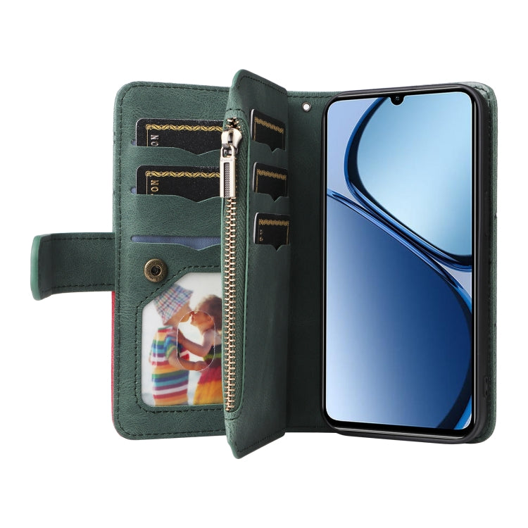 For Realme C63 / C61 / Note 60 Dual-color 9 Card Slots Zipper Wallet Leather Phone Case