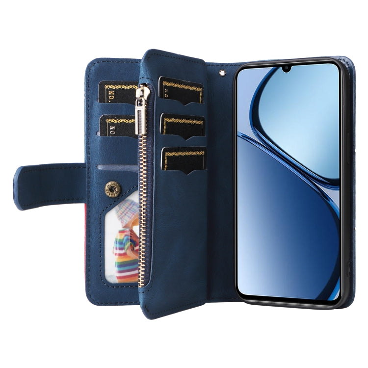 For Realme C63 / C61 / Note 60 Dual-color 9 Card Slots Zipper Wallet Leather Phone Case