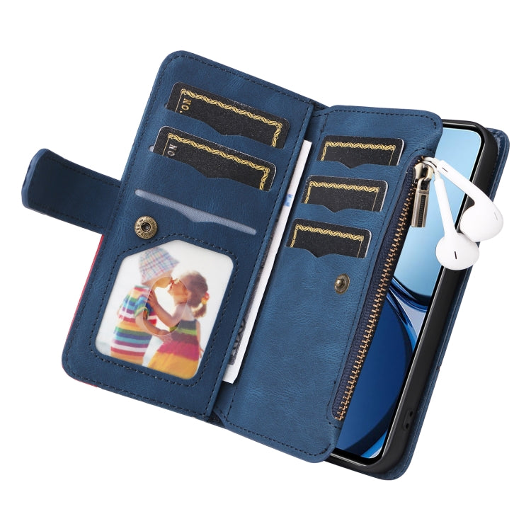 For Realme C63 / C61 / Note 60 Dual-color 9 Card Slots Zipper Wallet Leather Phone Case