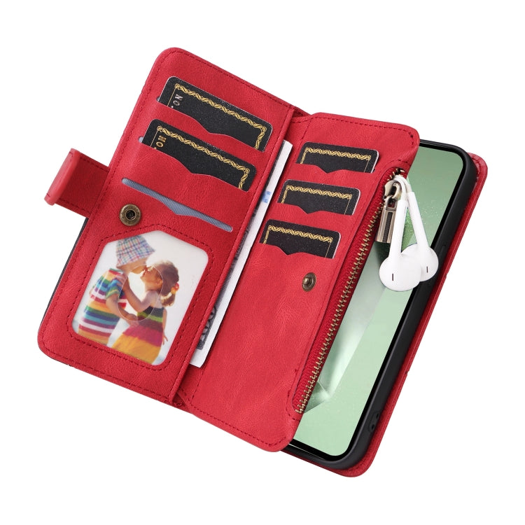For Galaxy S24 FE 5G Dual-color 9 Card Slots Zipper Wallet Leather Phone Case