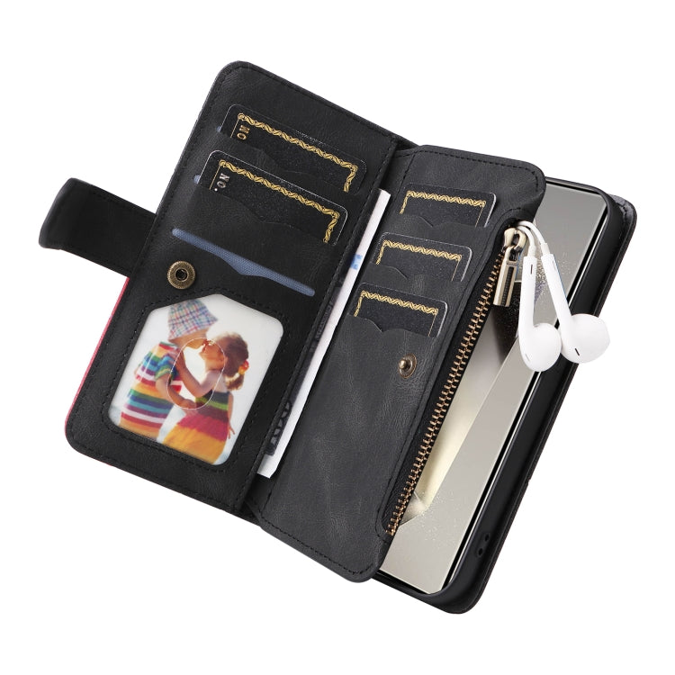 For Galaxy S25 Ultra 5G Dual-color 9 Card Slots Zipper Wallet Leather Phone Case