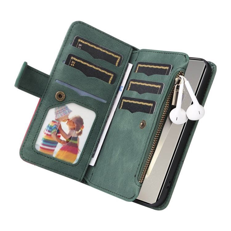 For Galaxy S25 Ultra 5G Dual-color 9 Card Slots Zipper Wallet Leather Phone Case