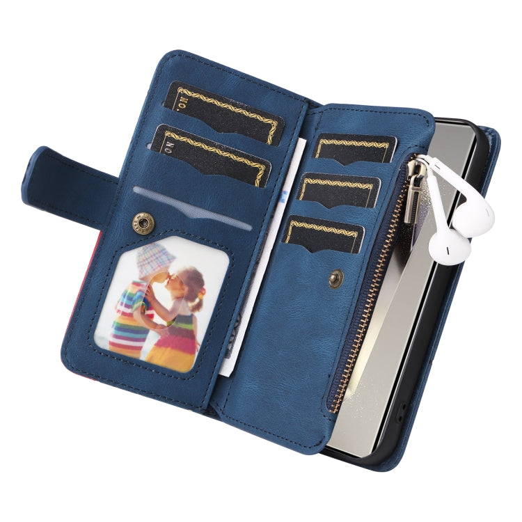 For Galaxy S25 Ultra 5G Dual-color 9 Card Slots Zipper Wallet Leather Phone Case