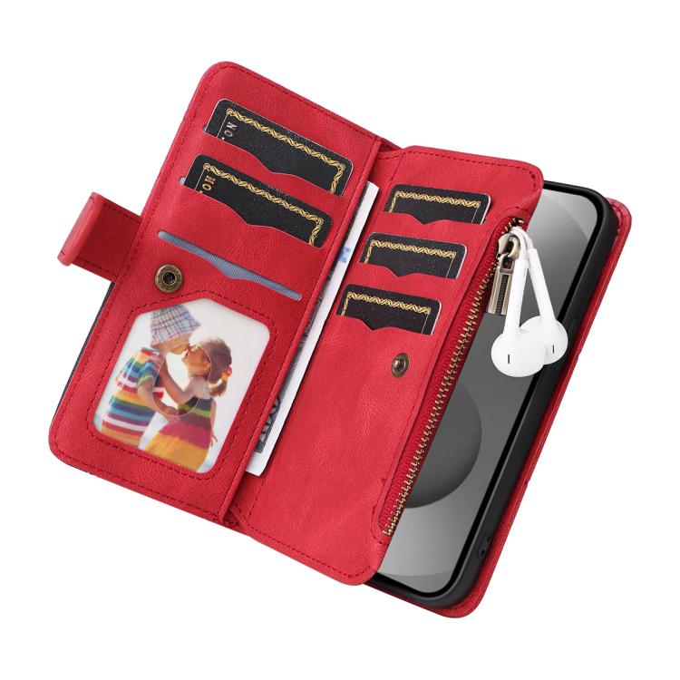 For Galaxy S26 Ultra 5G Dual-color 9 Card Slots Zipper Wallet Leather Phone Case