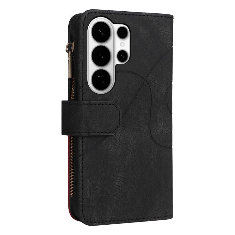 For Galaxy S26 Ultra 5G Dual-color 9 Card Slots Zipper Wallet Leather Phone Case