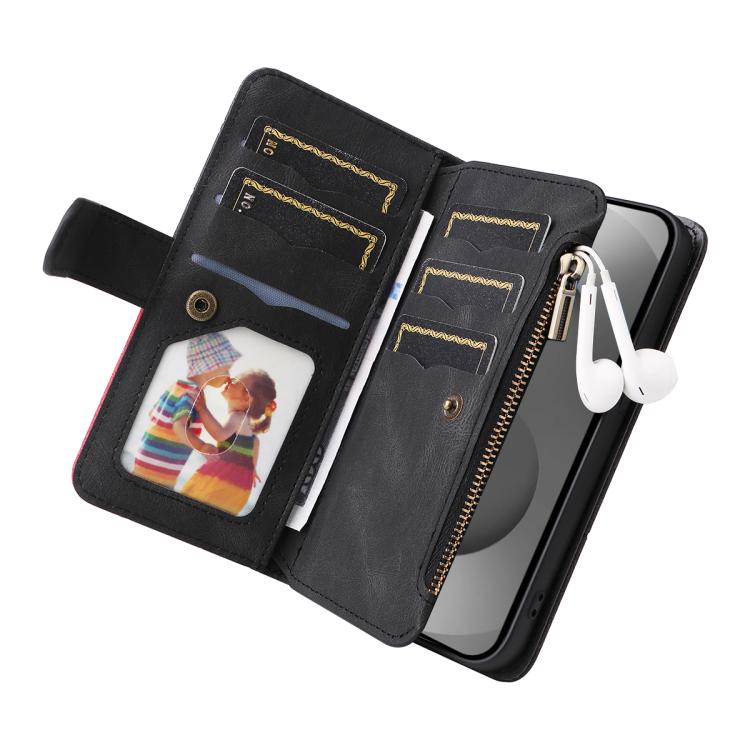 For Galaxy S26 Ultra 5G Dual-color 9 Card Slots Zipper Wallet Leather Phone Case