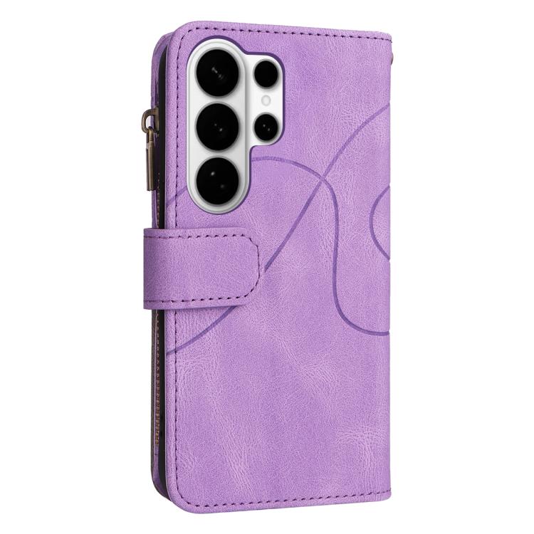 For Galaxy S26 Ultra 5G Dual-color 9 Card Slots Zipper Wallet Leather Phone Case