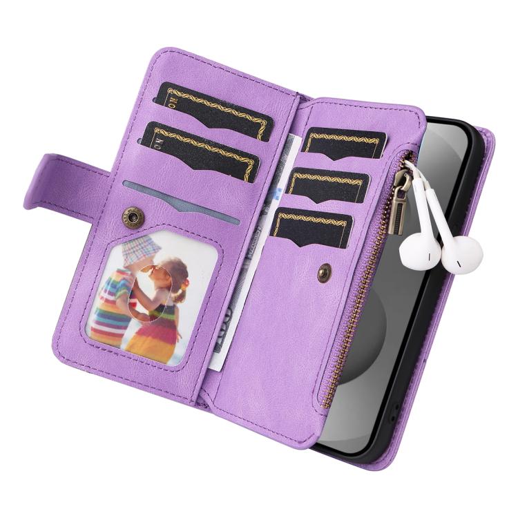For Galaxy S26 Ultra 5G Dual-color 9 Card Slots Zipper Wallet Leather Phone Case