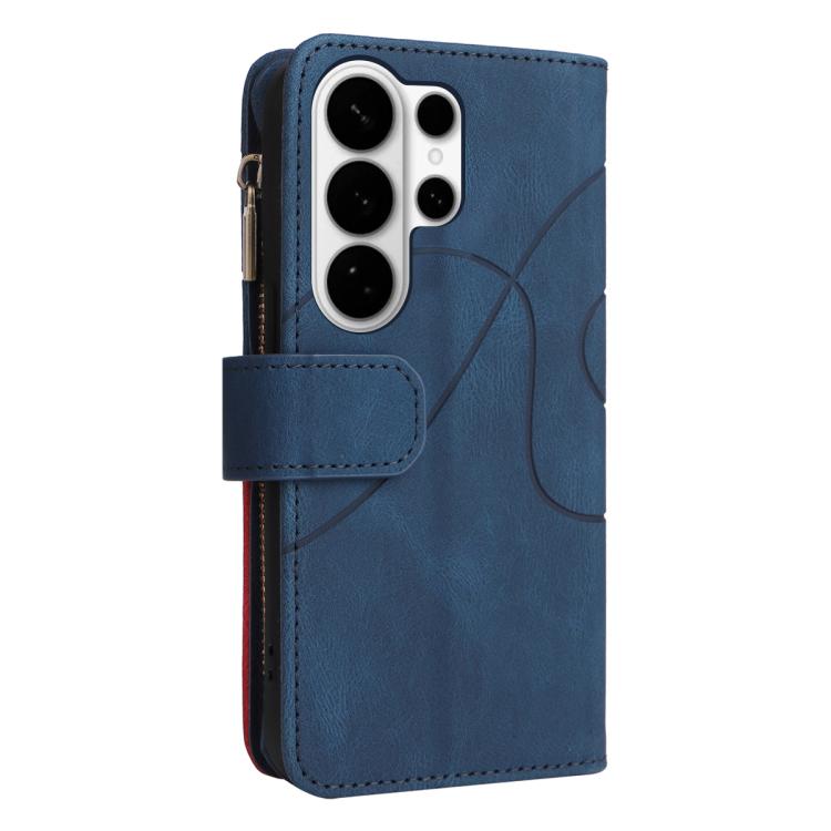 For Galaxy S26 Ultra 5G Dual-color 9 Card Slots Zipper Wallet Leather Phone Case