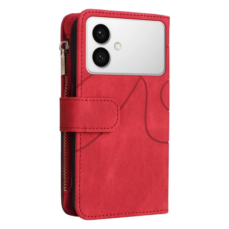 For Galaxy S26 Edge 5G Dual-color 9 Card Slots Zipper Wallet Leather Phone Case