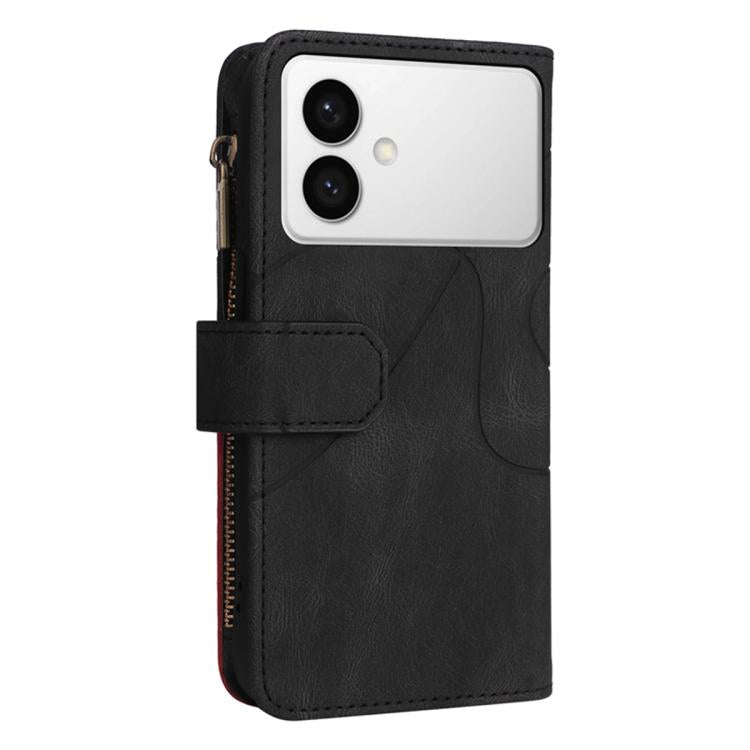 For Galaxy S26 Edge 5G Dual-color 9 Card Slots Zipper Wallet Leather Phone Case