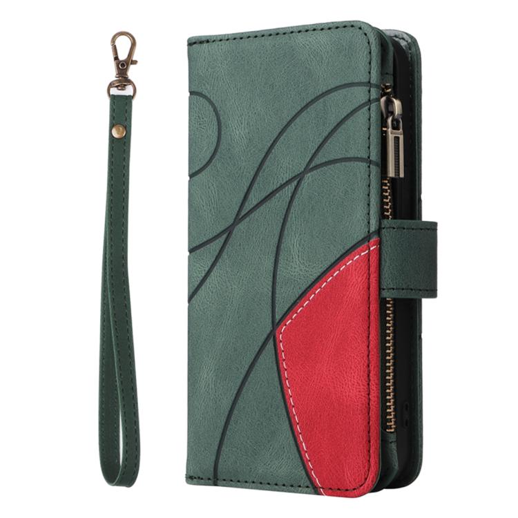 For Galaxy S26 Edge 5G Dual-color 9 Card Slots Zipper Wallet Leather Phone Case