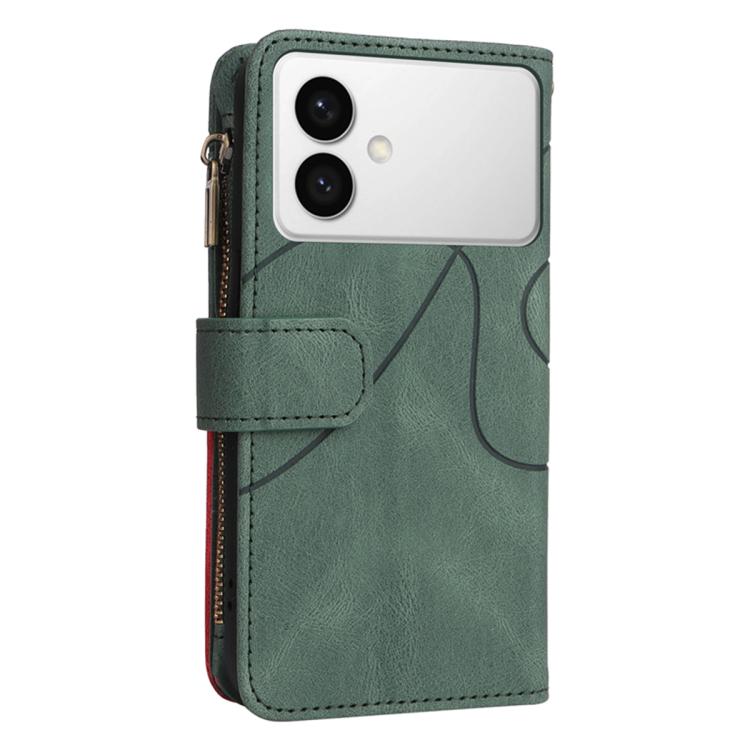 For Galaxy S26 Edge 5G Dual-color 9 Card Slots Zipper Wallet Leather Phone Case