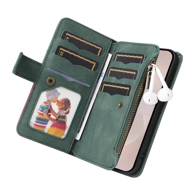For Galaxy S26 Edge 5G Dual-color 9 Card Slots Zipper Wallet Leather Phone Case