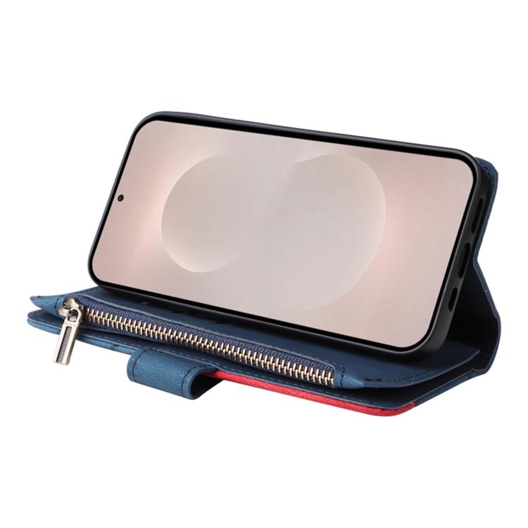 For Galaxy S26 Edge 5G Dual-color 9 Card Slots Zipper Wallet Leather Phone Case