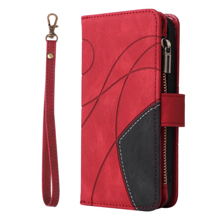 For Galaxy S26 5G Dual-color 9 Card Slots Zipper Wallet Leather Phone Case