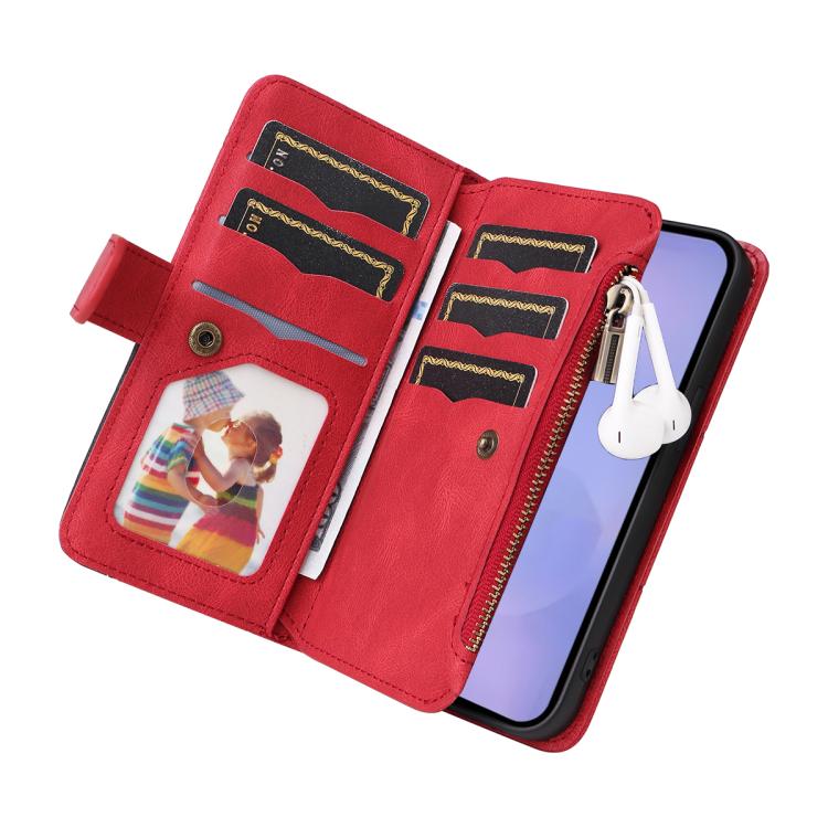 For Galaxy S26 5G Dual-color 9 Card Slots Zipper Wallet Leather Phone Case