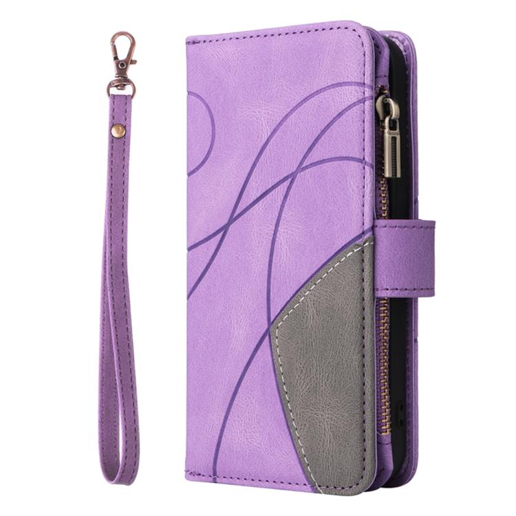 For Galaxy S26 5G Dual-color 9 Card Slots Zipper Wallet Leather Phone Case