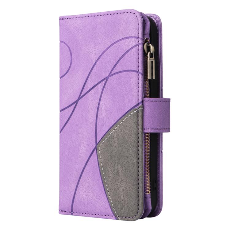 For Galaxy S26 5G Dual-color 9 Card Slots Zipper Wallet Leather Phone Case
