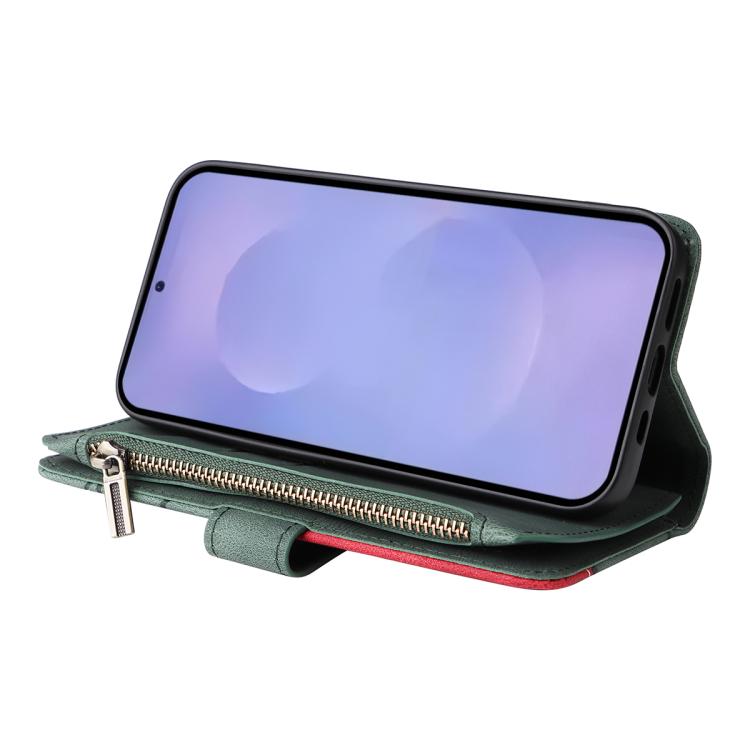 For Galaxy S26 5G Dual-color 9 Card Slots Zipper Wallet Leather Phone Case