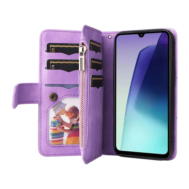 For Redmi 14C 4G Global Dual-color 9 Card Slots Zipper Wallet Leather Phone Case