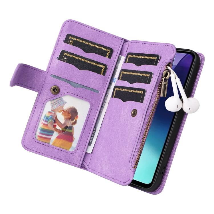 For Redmi 14C 4G Global Dual-color 9 Card Slots Zipper Wallet Leather Phone Case