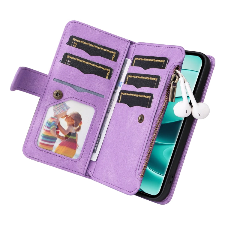 For Redmi Note 14 Pro / 14 Pro+ 5G Dual-color 9 Card Slots Zipper Wallet Leather Phone Case