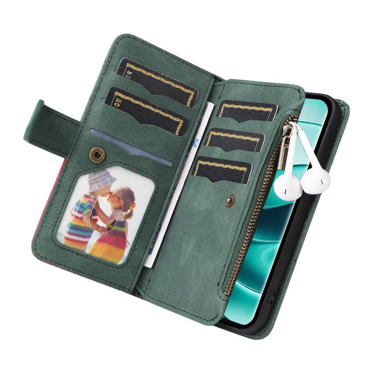 For Redmi Note 14 Pro / 14 Pro+ 5G Dual-color 9 Card Slots Zipper Wallet Leather Phone Case