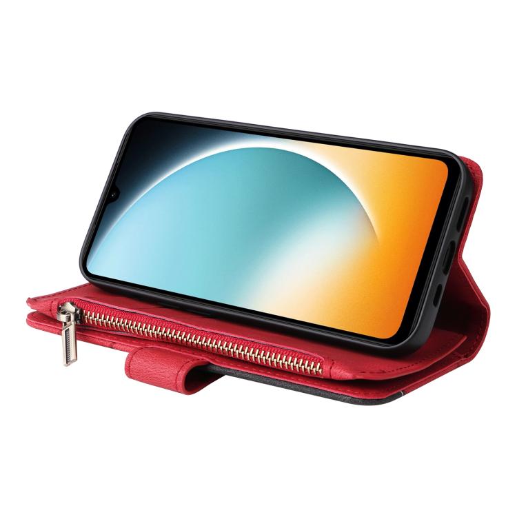 For Redmi  A5 4G 171.7mm / Poco C71 Dual-color 9 Card Slots Zipper Wallet Leather Phone Case