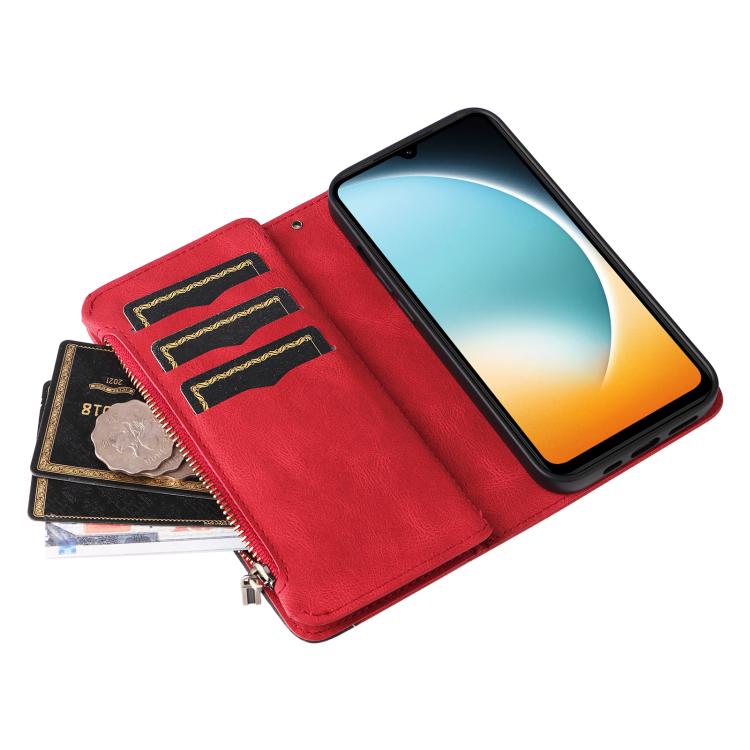 For Redmi  A5 4G 171.7mm / Poco C71 Dual-color 9 Card Slots Zipper Wallet Leather Phone Case