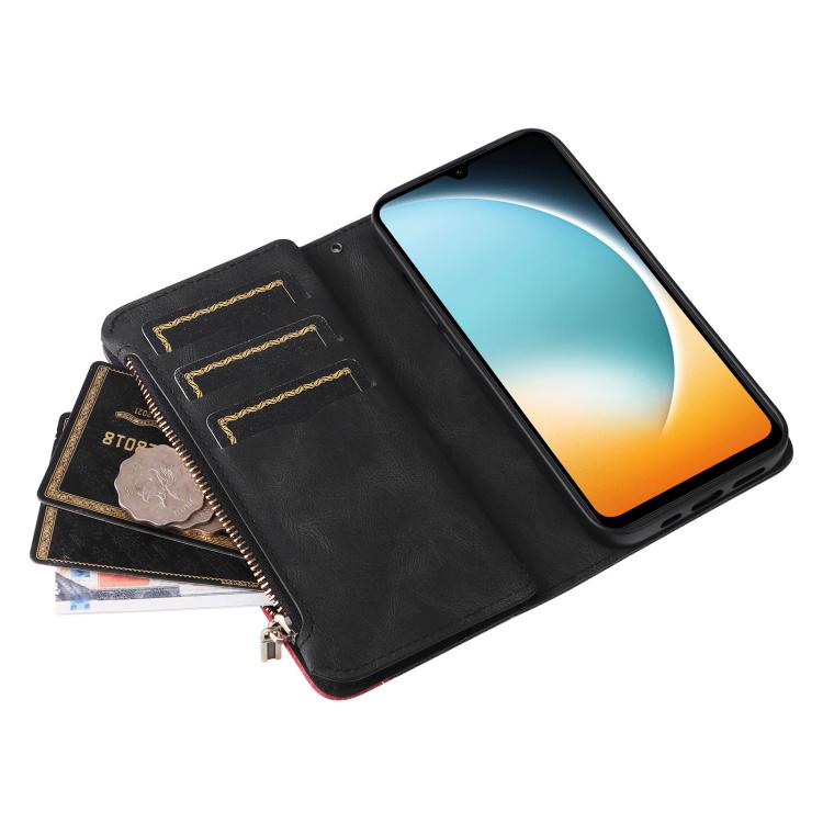 For Redmi  A5 4G 171.7mm / Poco C71 Dual-color 9 Card Slots Zipper Wallet Leather Phone Case