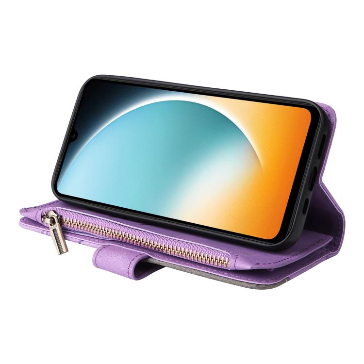 For Redmi  A5 4G 171.7mm / Poco C71 Dual-color 9 Card Slots Zipper Wallet Leather Phone Case