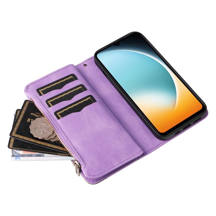 For Redmi  A5 4G 171.7mm / Poco C71 Dual-color 9 Card Slots Zipper Wallet Leather Phone Case