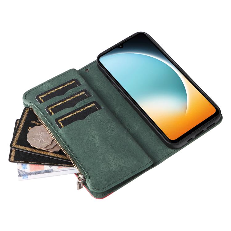 For Redmi  A5 4G 171.7mm / Poco C71 Dual-color 9 Card Slots Zipper Wallet Leather Phone Case