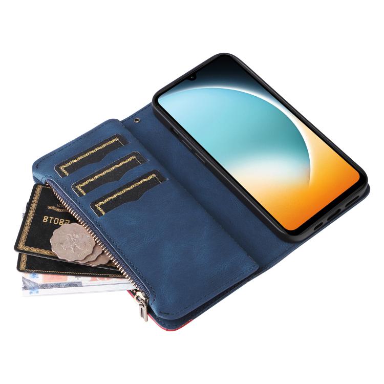 For Redmi  A5 4G 171.7mm / Poco C71 Dual-color 9 Card Slots Zipper Wallet Leather Phone Case