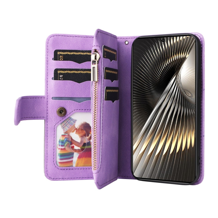 For Xiaomi Poco F6 Dual-color 9 Card Slots Zipper Wallet Leather Phone Case