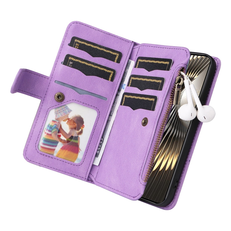For Xiaomi Poco F6 Dual-color 9 Card Slots Zipper Wallet Leather Phone Case