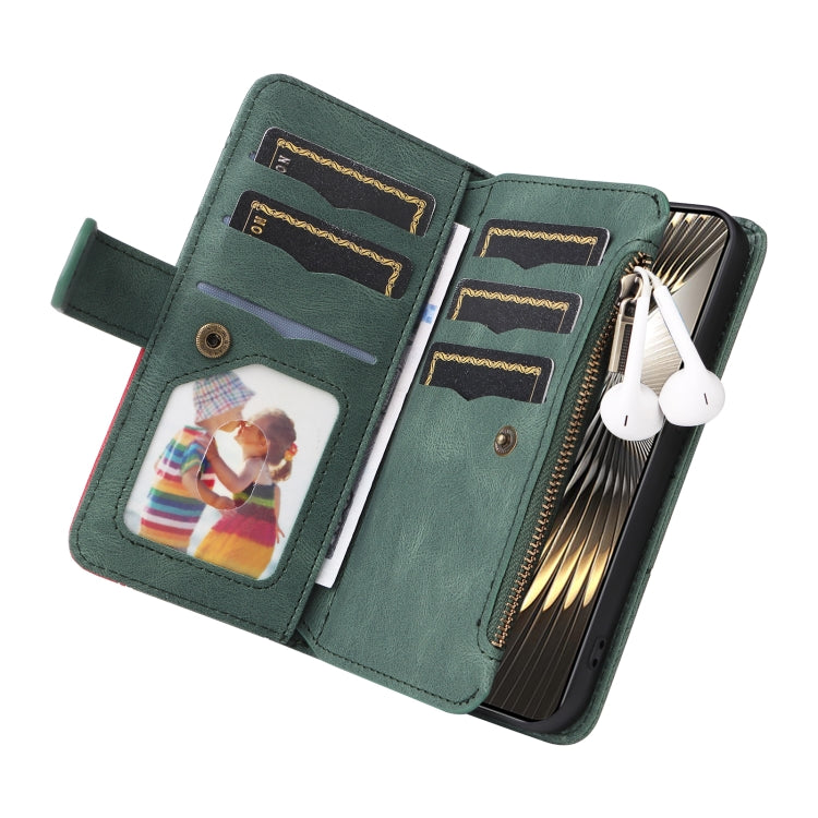 For Xiaomi Poco F6 Dual-color 9 Card Slots Zipper Wallet Leather Phone Case