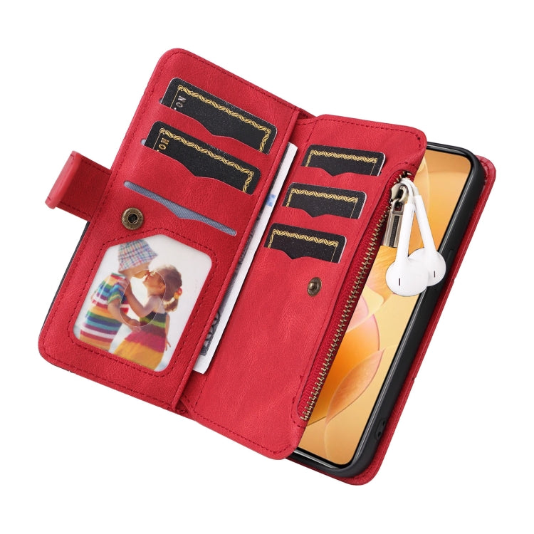 For Xiaomi 14T Pro Dual-color 9 Card Slots Zipper Wallet Leather Phone Case