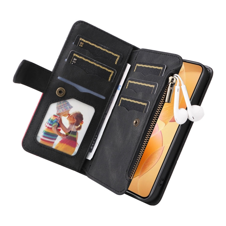 For Xiaomi 14T Pro Dual-color 9 Card Slots Zipper Wallet Leather Phone Case