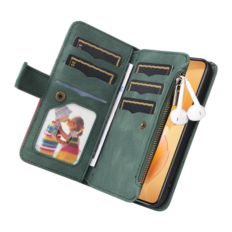 For Xiaomi 14T Pro Dual-color 9 Card Slots Zipper Wallet Leather Phone Case