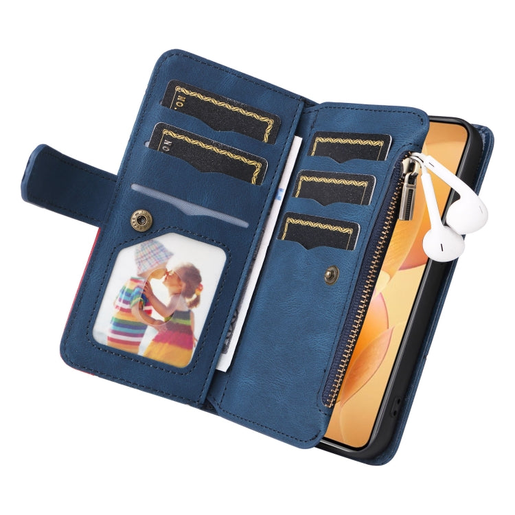 For Xiaomi 14T Pro Dual-color 9 Card Slots Zipper Wallet Leather Phone Case