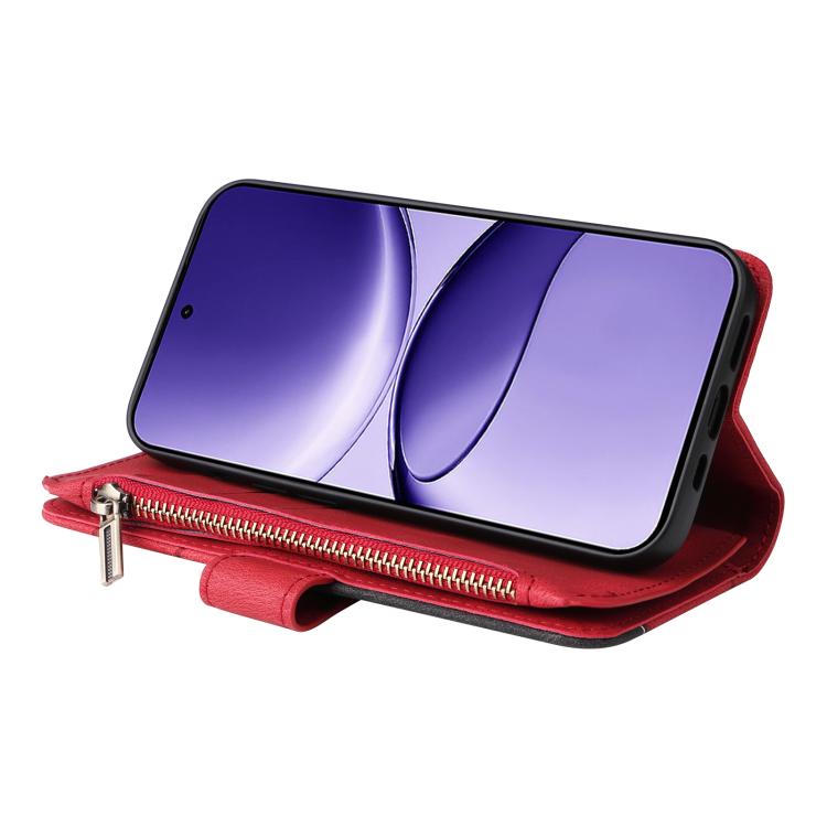 For Xiaomi Poco F7 Dual-color 9 Card Slots Zipper Wallet Leather Phone Case