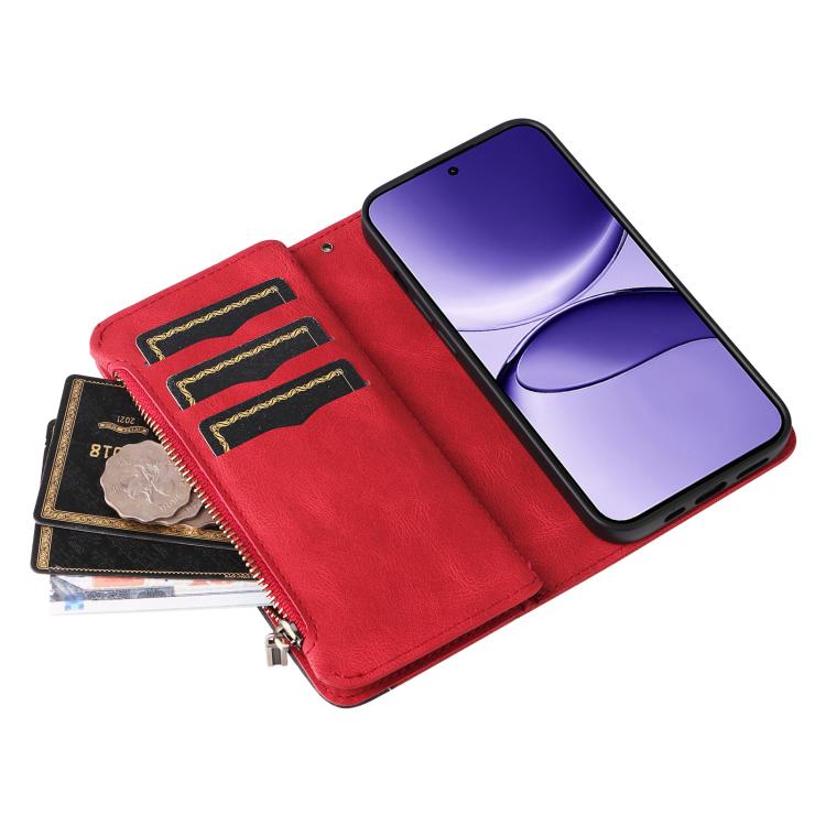 For Xiaomi Poco F7 Dual-color 9 Card Slots Zipper Wallet Leather Phone Case