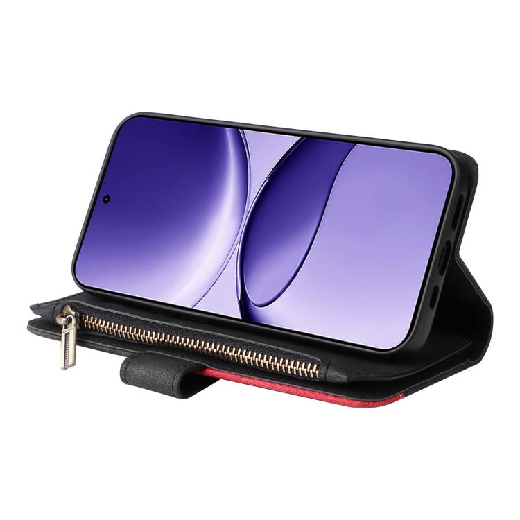 For Xiaomi Poco F7 Dual-color 9 Card Slots Zipper Wallet Leather Phone Case