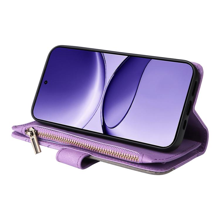For Xiaomi Poco F7 Dual-color 9 Card Slots Zipper Wallet Leather Phone Case