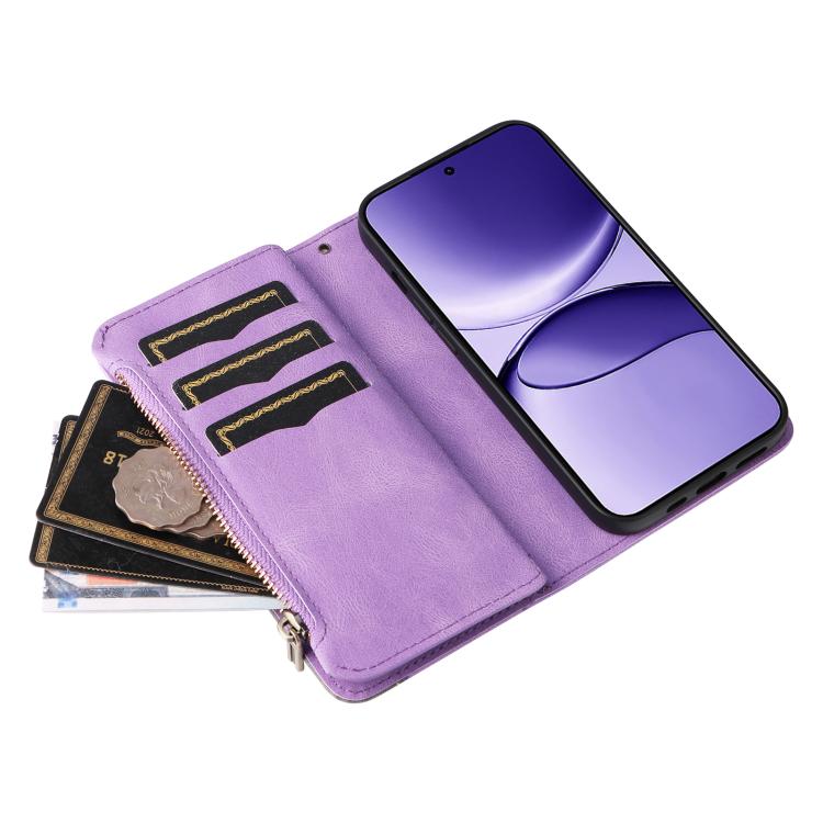 For Xiaomi Poco F7 Dual-color 9 Card Slots Zipper Wallet Leather Phone Case