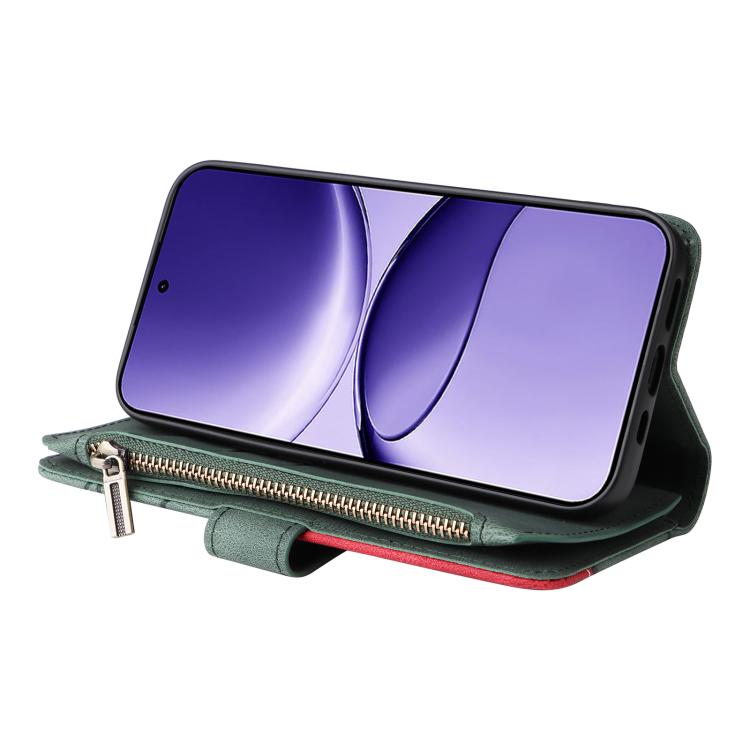 For Xiaomi Poco F7 Dual-color 9 Card Slots Zipper Wallet Leather Phone Case